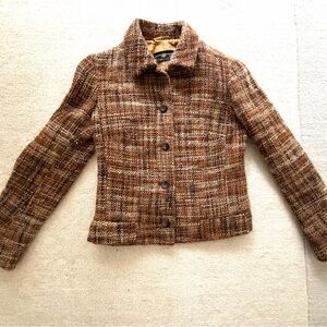 Luciano Barbera Brown, Gold and Tan Plaid Women's Blazer